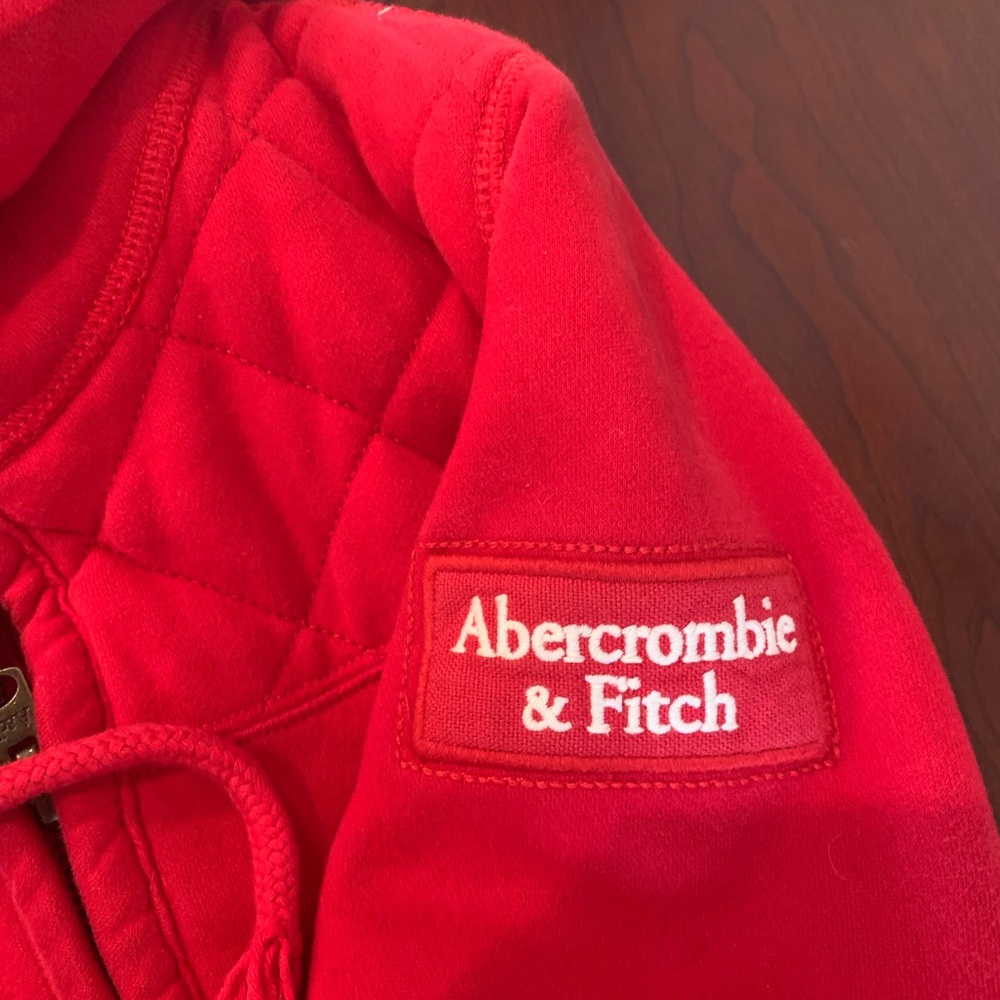 Abercrombie & Fitch Red Quilted Double Zipper Hoodie/Jacket - Picture 7 of 10